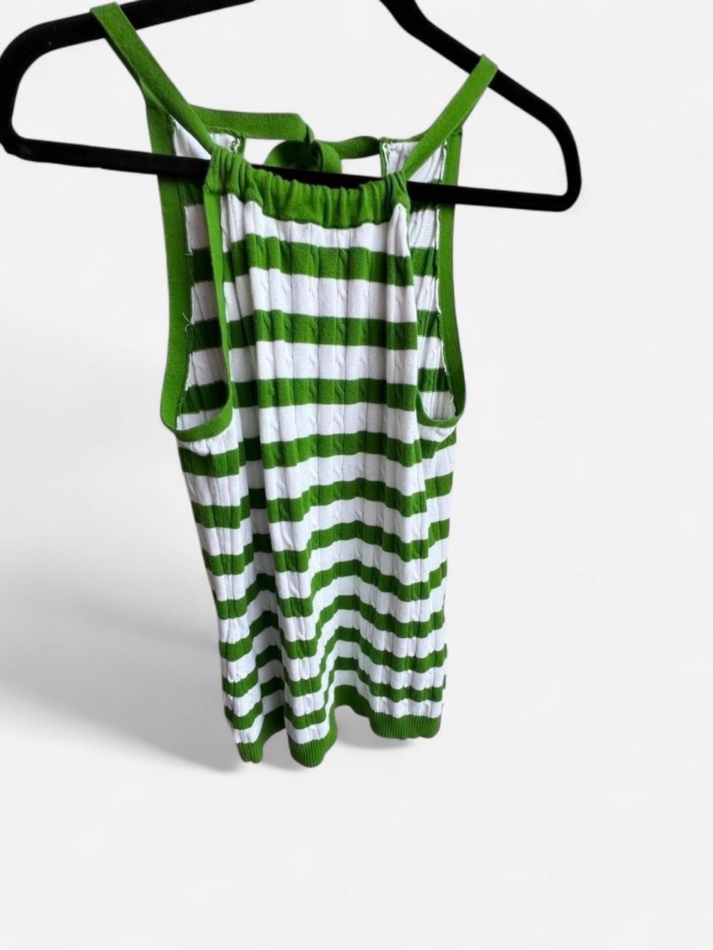 Preppy old navy cable knit halter top green stripes medium 2000s